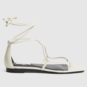 Reiss Kali Flat Leather Strappy Wrap Sandals Women’s EU37 US 6.5  in White
